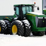 John Deere tractor in the snow