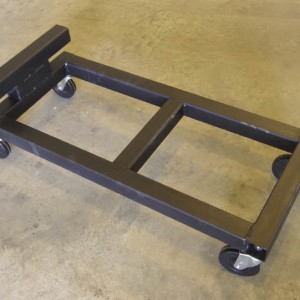 4-wheeled, steel-frame dolly.