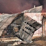 Photo of a 2011 hog barn fire in Taber, Alta.