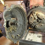 Figure 1. When we separated the engine and transmission, we found the clutch needed replacement.