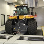 A new, tracked Challenger tractor undergoes testing on a new chassis dyno designed to test its performance through the full range of gears.