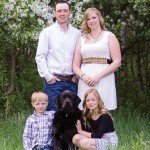 The Ivey family of Evergreen Cattle Co. will represent Saskatchewan at Canada’s Outstanding Young Farmers national awards program in Quebec City later this month. Above are Aaron and Adrienne Ivey with their children Colton, seven, and Noelle, nine, with trusted family member, Ben, in the middle.