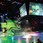 John Deere combine at a trade show