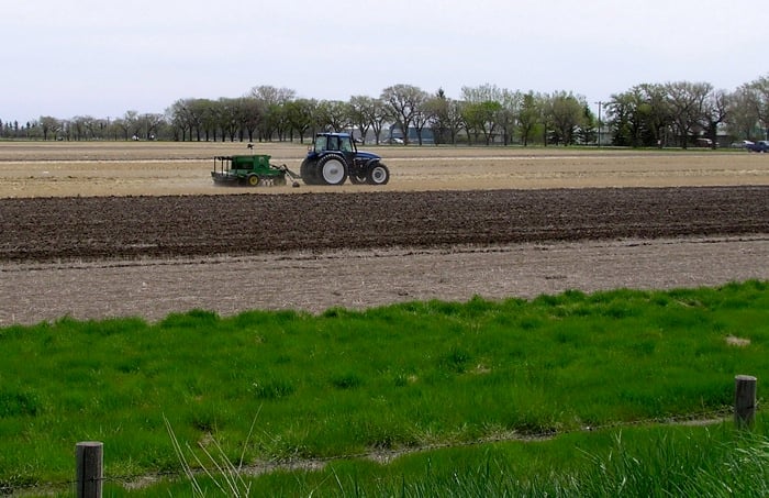 tractor working a field