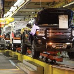 pickup truck on assembly line