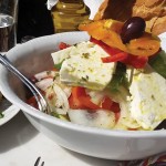 Greek salad and meatballs