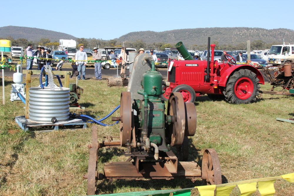 Visitors to AgQuip Field Days check out the display of historic farm equipment, courtesy of Gunnedah Rural Museum.