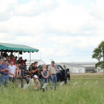 Eric Johnson outlines minor use trials looking at pyroxasulfone in lentils during Western Applied Research Corporation's annual field day during AAFC's research farm at Scott, Sask.