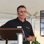 Pat Beaujot speaks at the Seed Hawk reception during Canada's Farm progress Show in Regina.