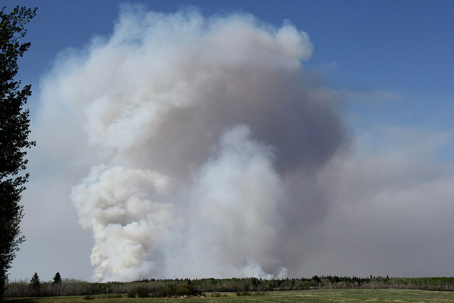 A forest fire burns north of Turtle Lake, Sask. on May 21, 2015.