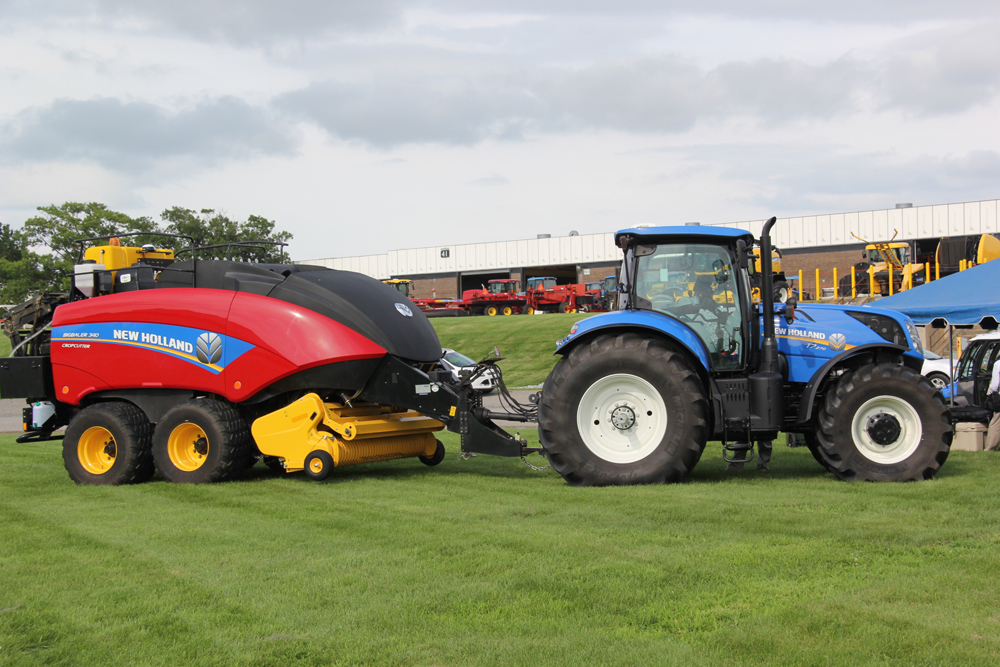 New Holland introduced the IntelliCruise feature on large square balers paired with a T7 AutoCommand tractor to automatically set ground speed in changing field conditions. 