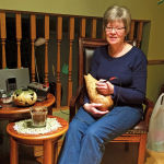 Julie-Anne Walllewein working on one of the gourds.