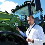 With John Deere’s new R-Series front loaders, rather than making two trips out of the cab to attach or detach the loader, John Deere product manager Jason Thomas says, “now you’ll take it on and off with just one trip out of the cab.”