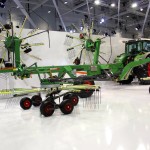 One of those “concept” machines that pop up at Agritechnica was this electrically driven hay rake and the X Concept Fendt tractor. Visitors could vary the rotation speed of the rake from an iPad control panel at the edge of the display, demonstrating the advantage of electric drive.