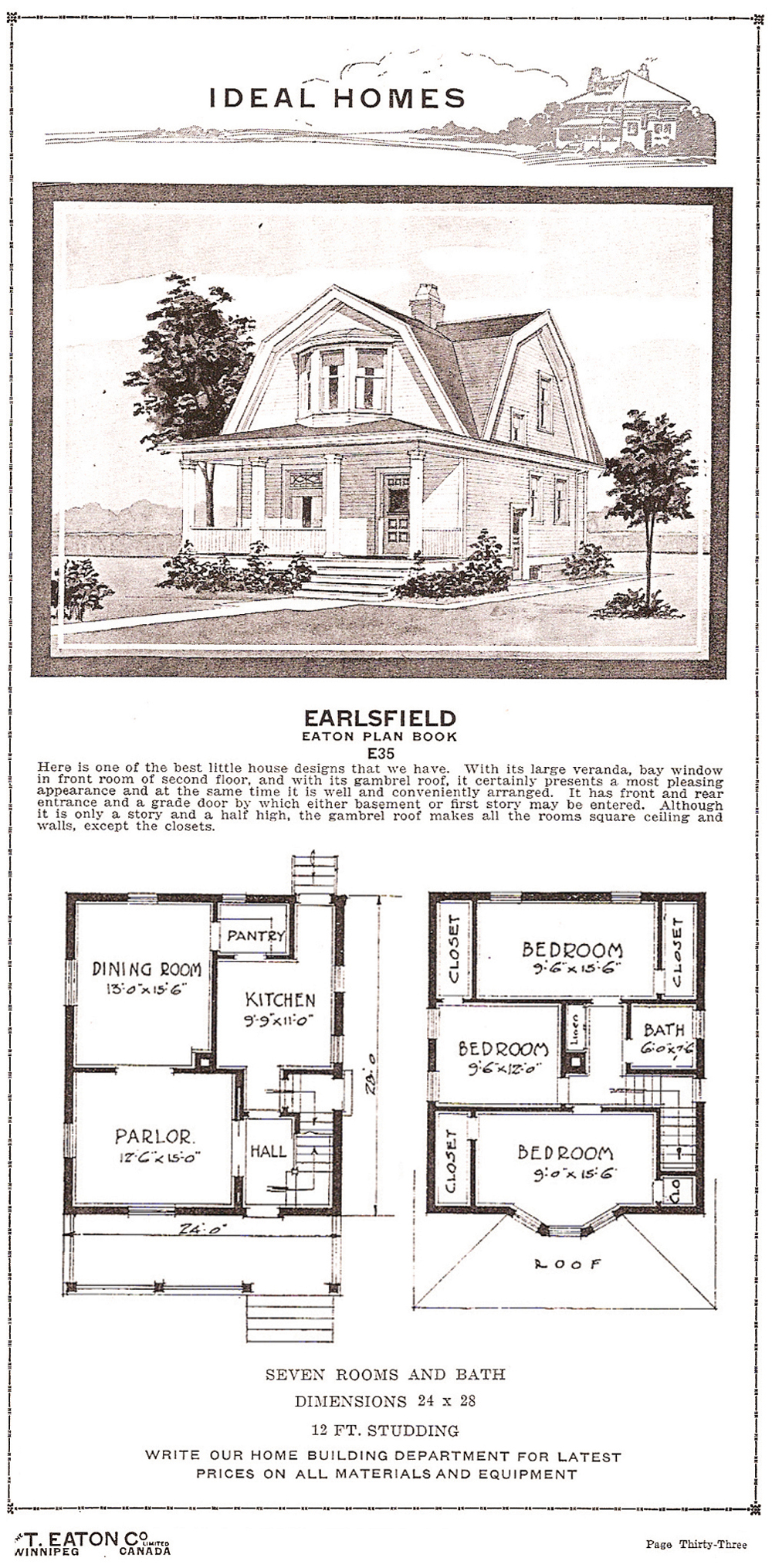 This is the Earlsfield house, as it was originally advertised in the 1919 Plan Book of Modern Homes.