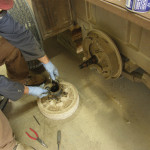 Be ready to catch the outer wheel bearing when removing the drum. It will fall out.