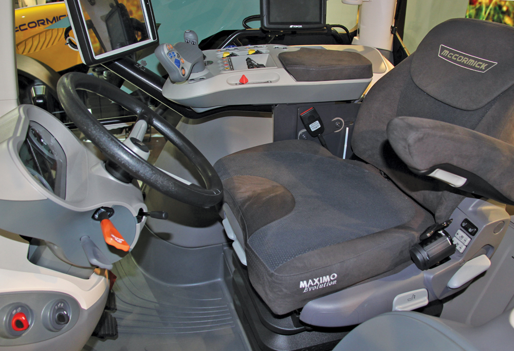 Inside the cab, the X8 tractors offer an armrest with integrated controls and a 12-inch ISOBUS-compliant monitor.