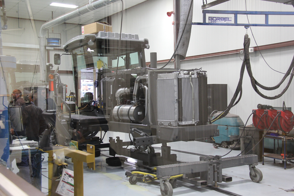 Inside a sealed chamber, swathers are run through a test cycle.