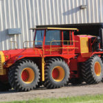 Coming out from behind a closed door, the tractor made its debut in front of a crowd of about 130 people at Versatile’s R&D facility in Sanford, Manitoba.