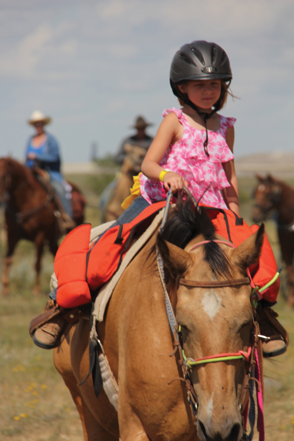 Six-year-old Arizona Spencer of Estevan on the ride.