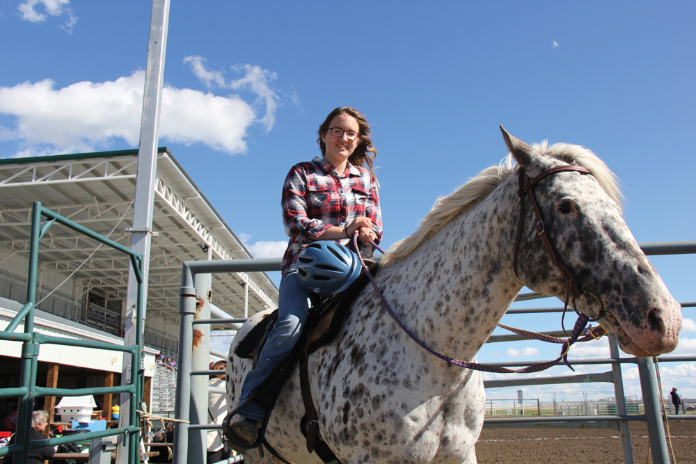 Evie Carver and Blue Jeans await their turn during the gymkhana during the Bonnyville Fall Fair and Farmers’ Market.