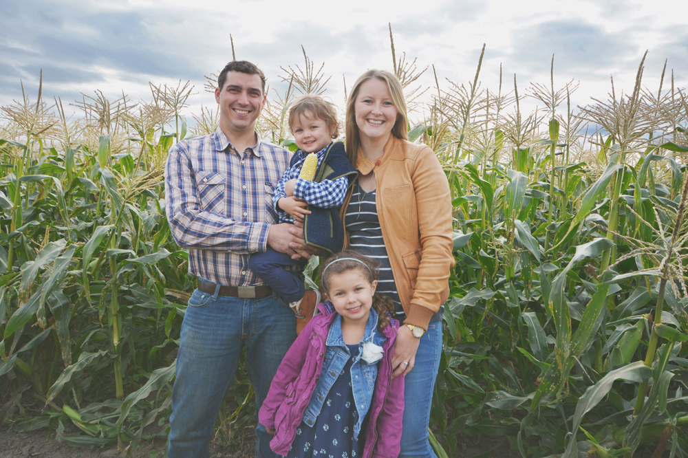 Saskatchewan OYF regional nominees, Dan and Chelsea Erlandson and their children Calla, 4, and Raulan, 2. 