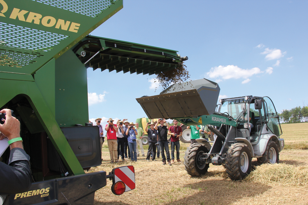 The hopper is unloaded in a way similar to a combine.