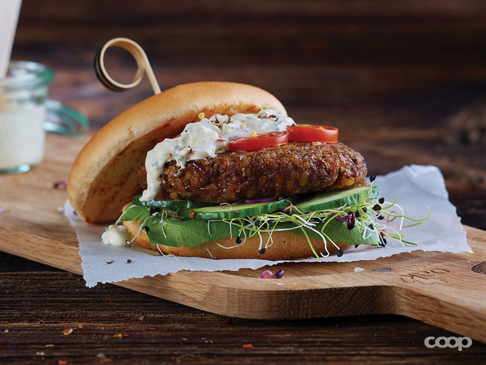 Coop Switzerland posted this photo on Twitter. The Coop will be partnering with Essento to offer insect-based burgers. 
