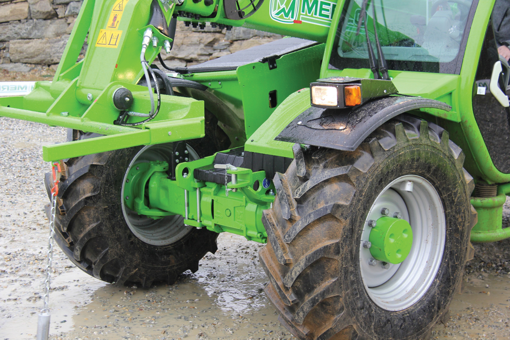 The front and rear drive axles are an in-house design.