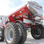 A New Leader spreader body handles dry product application.