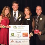 Jennifer and Andrew Lovell, fruit and vegetable producers from Keswick Ridge, N.B., at left, and Dominic Drapeau and Célia Neault, dairy producers from Ste-Françoise-de-Lotbinière, Que., were named Canada’s Outstanding Young Farmers for 2016. These two farm families were chosen from seven regional farm couples across Canada. The 2017 national competition will be held in Penticton, B.C. later this month.