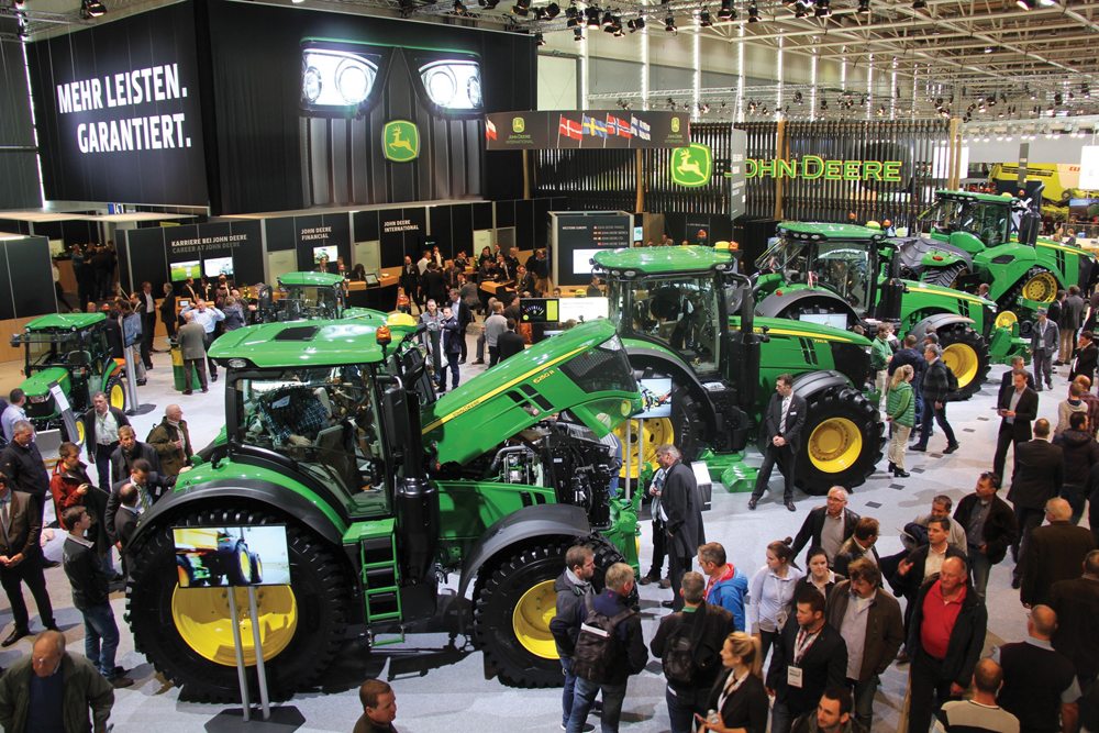 The familiar brands, like John Deere, always have massive exhibits, which are extremely busy with visitors all day. 