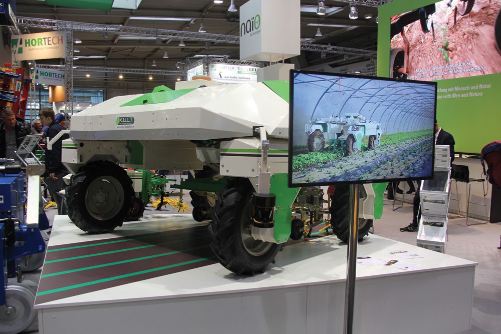 There were several autonomous machines on display this year, like this one designed to weed vegetable fields.  