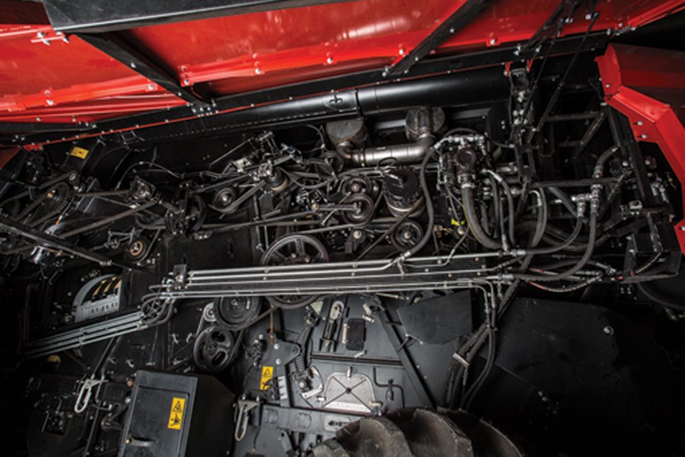 The redesigned body includes access panels that lift high to allow for access to the threshing body.
