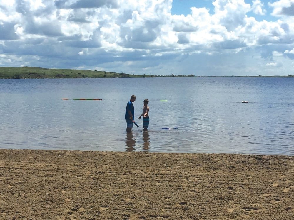 We spend most of the summer close to home, so Brad can work on the farm most days.  This is Nickle Lake, near Weyburn, Sask.