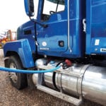 The driver side tank holds 473 litres and the smaller tank on the other side adds another 189 litres to the fuel load.