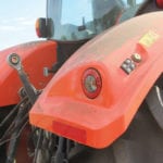 Exterior PTO, three-point hitch and hydraulic controls are available on the  rear fenders.