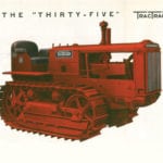 IH experimented with tracked versions of the
10 to 20- and 15 to 30-wheel tractors in the late 1920s. In 1930 a T-15 was released but was not built in quantities until it was introduced as a Model T-20 in July of 1931. In 1932 a T-40 was added, but it was not unti 1936 when the first agricultural targeted track layer models, the T-30 and a companion diesel TD-35 were introduced.