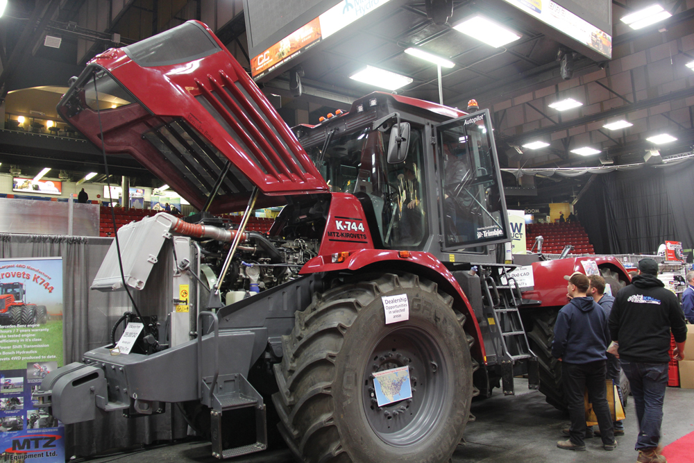 The MTZ/Kirovets K-744 was attracting crowds at Manitoba Ag Days in Brandon in January.