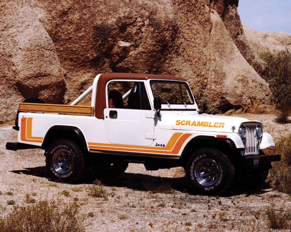 The CJ8 Scrambler (built from 1981 to 1985), which stretched a CJ7 to make it a pickup, seems to have been the inspiration for the Gladiator, which stretches a four-door Wrangler to achieve the same thing.