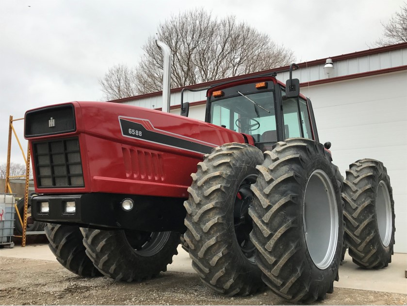 The Flenker family's 6588 IH tractor after an on-farm restoration