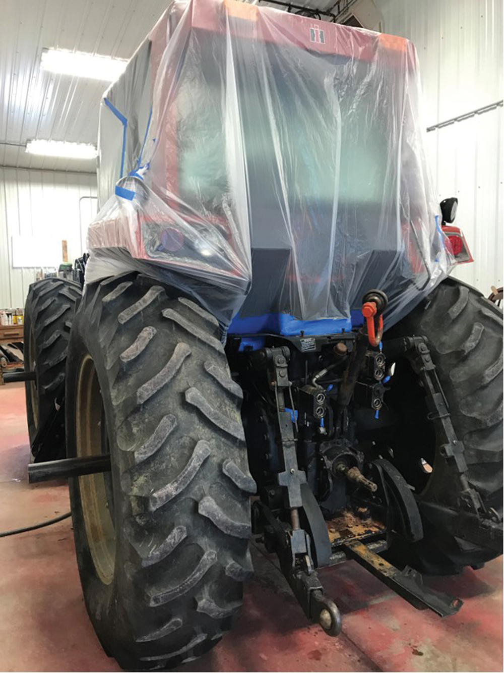 After the cab was painted, it was masked off to prevent overspray during the chassis paint.