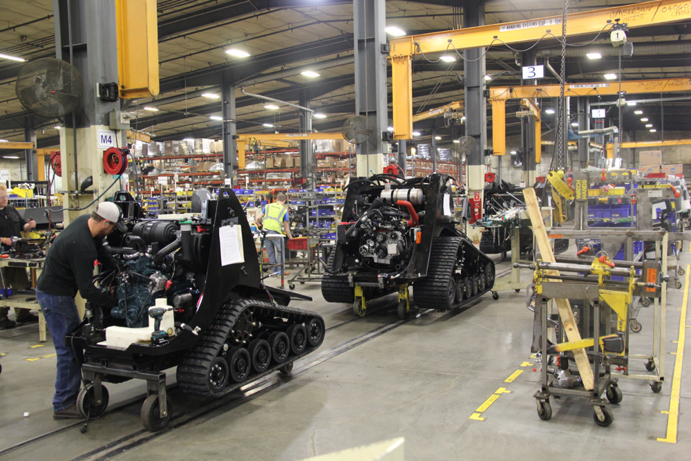 CTL and skid steer loaders are assembled on the same line at the ASV plant in Grand Rapids, Minnesota.