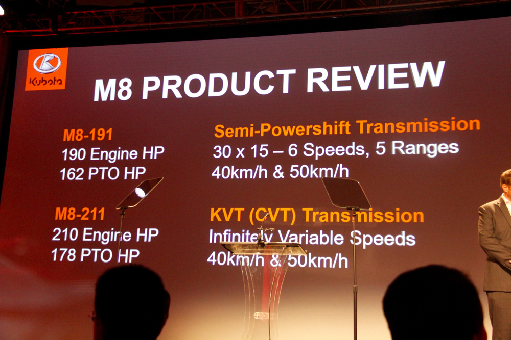 Here’s how the stats on both new M8 models break down. The largest tractor gets a CVT transmission and both are powered by a 6.7 litre Cummins diesel.