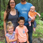 Alberta OYF nominees, Natasha Pospisil and Dallas Vert with their three children: Reese, seven; Tegan, four; and Ryker, six months.