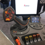 AGCO’s Fendt IDEAL combine was on display with a twist: no steering wheel in the cab. Instead, you’ll be able to steer with just the joystick. The promotional signs claimed that, steering this way, you’ll be able to use 65 per cent less muscle activity.