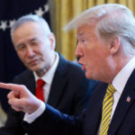 U.S. President Donald Trump speaks while meeting with China’s Vice Premier Liu He in the White House Oval Office, April 4, 2019.  Photo: Reuters/Jonathan Ernst
