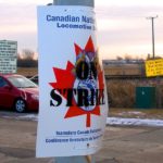 File photo of a Teamster-represented engineers’ picket at CN in 2009. (File photo by Dave Bedard)