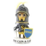 Hormel Foods, the makers of Spam canned lunch meat, introduced its Sir Can-a-Lot character in 2012. The use of the term “spam” to describe unwanted email is believed to be derived less from the product itself and more from a 1970 comedy sketch about Spam by British comedy troupe Monty Python. (Store.Spam.com)

