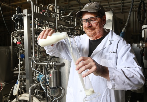 Purdue University researcher Bruce Applegate says the system could be tested to see if it works without pasteurization.  (Purdue Agriculture Communication photo/Tom Campbell)
